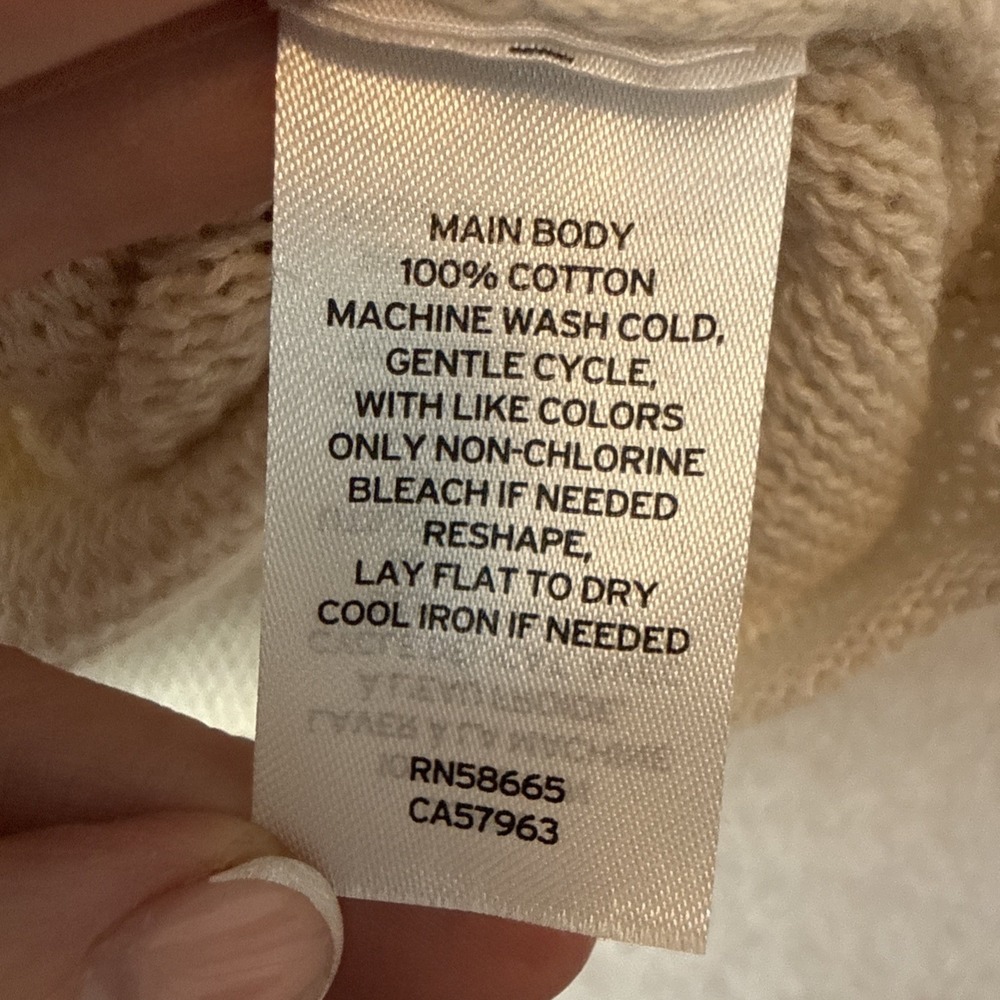 Abound Cream Cropped Knit Long Sleeve Sweater M Quiet Luxury Transitional Layer - Picture 5 of 10